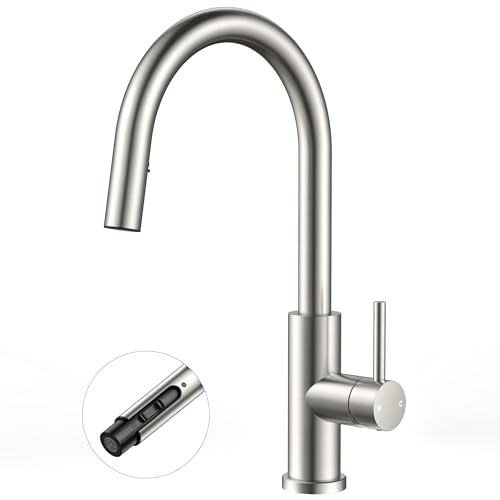FORIOUS Kitchen Faucets with Pull Down Sprayer, Brushed Nickel Single