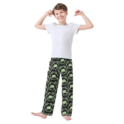 Boys' Pants Cute Frogs Doll Green Line Long Bottoms Jogger Pants Elastic Waist Trousers with Pockets S-XL2