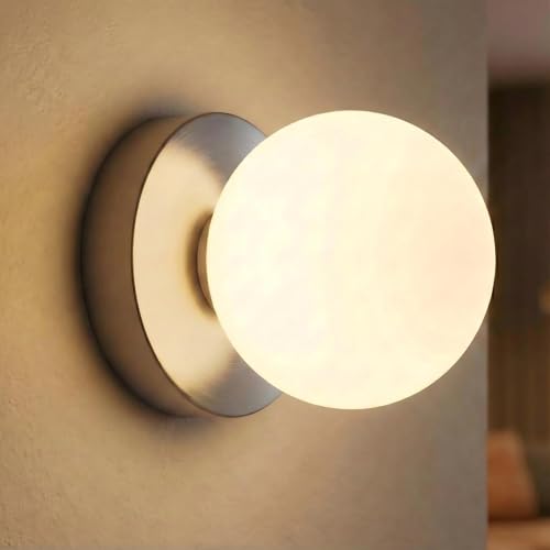 Image of Battery Operated Wall Sconce, Dimmable Wireless Brushed Nickel Wall Lamp with 5200mAh Rechargeable Battery, Portables Cordless Wall Light Fixtures for Painting Living Room Bedroom Hallway