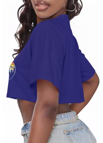 Image of Crop Tops for Women Oversized Short Sleeve T Shirts Crew Neck Cropped Tees