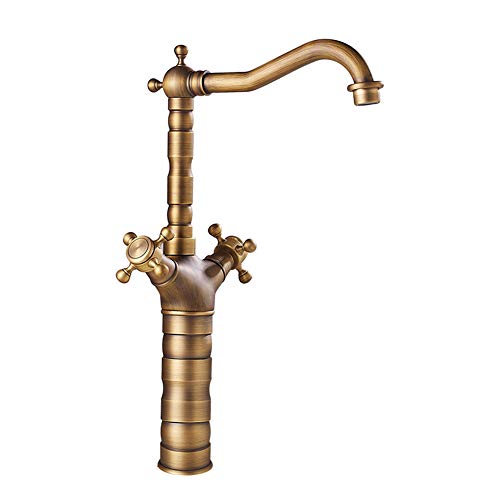 RREN-Faucet Grifo de Lavabo Retro, Grifo Europeo, Grifo Doble de Agua fría y Caliente, Grifo de Cobre Antiguo Cepillado, Grifo de baño de Plomo bajo (Estilo : C) Cover