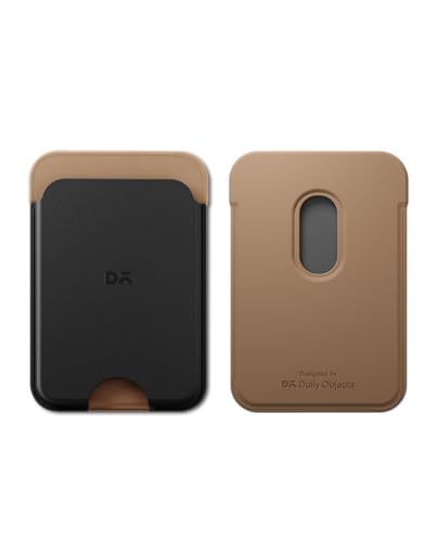 Image of DailyObjects Leather Magnetic Wallet Card Holder | Designed for MagSafe Compatible with iPhone 16, iPhone 15, iPhone 14, iPhone 13, iPhone 12 Models | Premium Design | Full-Grain Leather - Black-Beige