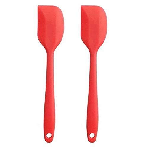 Femora Silicone Premium Big Spatula with Grip Handle, Red, Non Stick, FDA Approved Set of 2