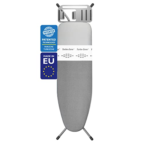 Bartnelli Heavy Duty Ironing Board 48x15" | Designed & Made In Europe With Patent Technology, Turbo & Park Zone, Features: 4 Layer Cover &Pad,Height-Adjustable,4 Premium Steel Legs,Upgraded Iron Rest.