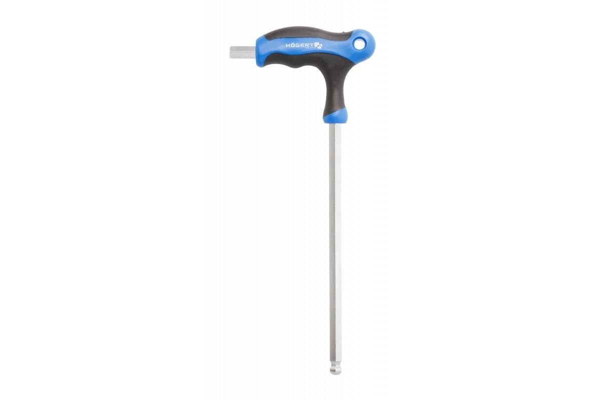 Högert Technik - Clé hexagonale type T avec boule - Longue - Diamètre 10 mm - En acier S2 de qualité supérieure - Résistant à la déformation et à l'abrasion - Poignée en forme de T