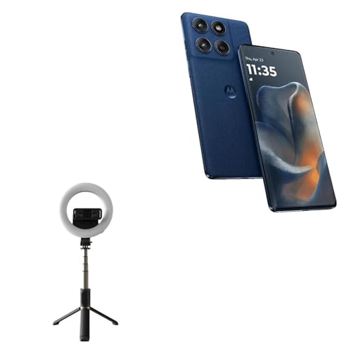 BoxWave Stand and Mount Compatible with Motorola Edge 60 - RingLight SelfiePod, Selfie Stick Extendable Arm with Ring Light - Jet Black