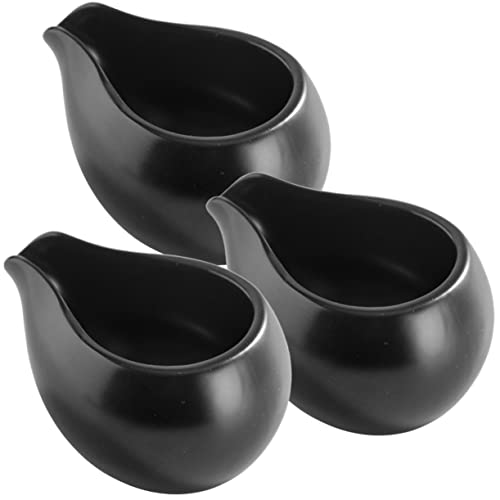 COLLBATH 3pcs Round Mouth Milk Spoon Sauce Bucket Espresso Coffee Small Cream Pitcher Milk Pourer Dipping Sauce Cup Mini Water Kettle Espresso Ground Espresso Cups Gravy Bowl Black Ceramics