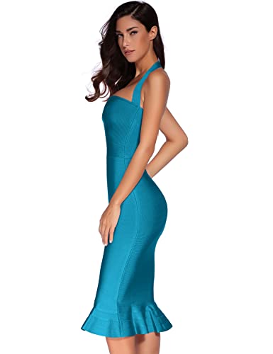 Image of meilun Womens Halter Fishtail Bandage Party Dress Elegant Wedding Guest Dress