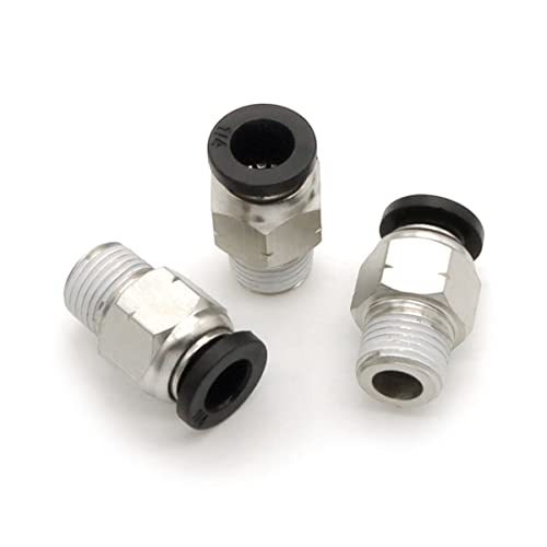 Hamineler 12 PCS Straight Push Release Connectors, Push to Connect Tube Fitting Tube Connect Fittings 1/8inch NPT Thread 1/4inch Tube OD