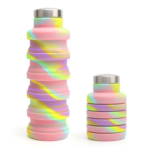 HENGBIRD botella plegable 500 ml. botella agua plegable Material apto para alimentos, sin BPA, apta para lavavajillas, a prueba de fugas,vaso plegable ideal para acampar, hacer senderismo y viajar