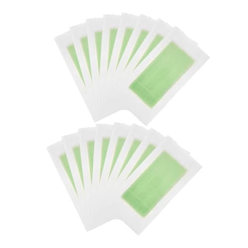 SEWACC 20 Bandas de Cera Depilatoria Corporal y Facial Papel Depilatorio Verde para Depilación de Piernas Cuerpo y Rostro 20 Unidades para Piel Sensible y Uso Multiusos