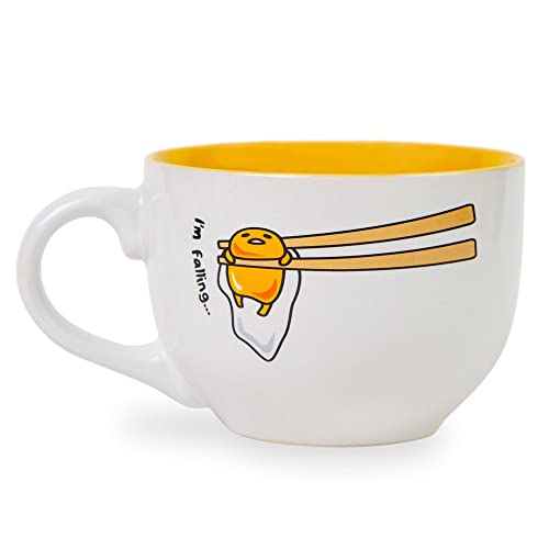 Sanrio Gudetama "I'm Falling" Ceramic Soup Mug Bowl For Ice Cream, Cereal, Beverages | Holds 24 Ounces