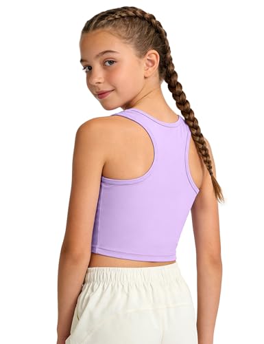 Image of HASMES Girls Athletic Tank Tops Sleeveless Basic Dance Crop Tops for Kids