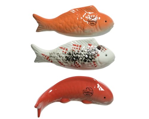 Kaemingk Lot de 3 poissons décoratifs en porcelaine - Poisson flottant - Longueur : environ 16,5 cm