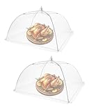 HUVZOR 12 pulgadas Rete Pieghevole Coprivivande per Alimenti,2 Pezzi Set Protezione - Leggero e Portatile per Barbecue,Picnic,Campeggio, Resistente a Mosche e Zanzare,Design impilabile