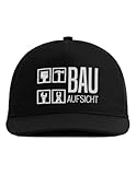 tshirtladen Snapback Cap BAUAUFSICHT Schwarz - Werkzeug-Stickerei für Männer vom BAU - Bauaufsicht Cap für Bauleiter, Projektleiter & Vorarbeiter - Basecap für Handwerker & Kontrolleure