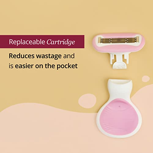 Carmesi Body Razor Mini for Women | 5-Blade Precision Shaving | Aloe Vera & Vitamin E Lubrication Strip | Travel Case Included | Smooth, Gentle Hair Removal for Sensitive Skin | 2 Count