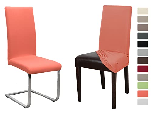 BEAUTEX Jersey Stuhlhusse, elastische Uni Stretch-Husse aus Baumwolle Bi-Elastisch, faltenfreie Universalgröße, 6er Set, Flamingo