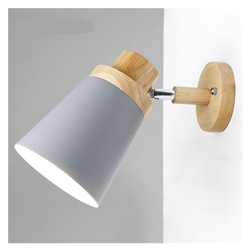 Applique moderne chambre bois gris luminaire orientable E27 Macaron