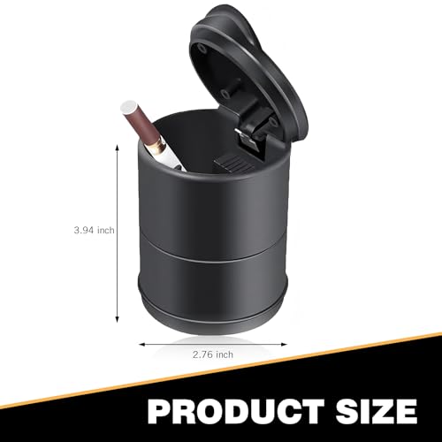 Image of Car LED Ashtray with Lid, Flame Retardant Heat Insulation High Temperature Resistant Liner Ashtray, Separate Easy Clean Construction Accessories, Universal for Most Cars (Black)