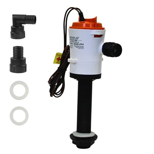 SEAFLO 04 Series 12V 600 GPH Baitwell Livewell Pump High Flow Aerator Pump for Boats Marine Fishing Tanks Cartridge Motor Design Easy Maintenance Corrosion Resistant Housing 4 Year Warranty