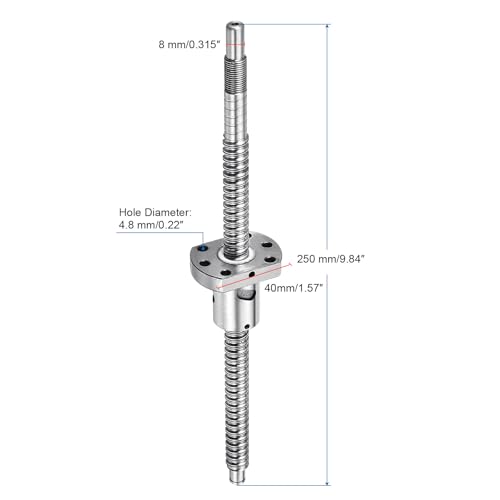 QUARKZMAN BallScrew SFU1204 (Durchmesser 12mm, Steigung 4mm, Länge 250mm) mit Kugelgewindemutter Anti-Backlash Kugelgewindesatz Standard-Endbearbeitung für BK/BF12 CNC-Maschinenteile