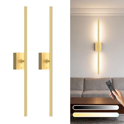 YINDUZ Battery Operated Wall Sconce Set of 2 10000mAh 4CCT Dimmable Gold