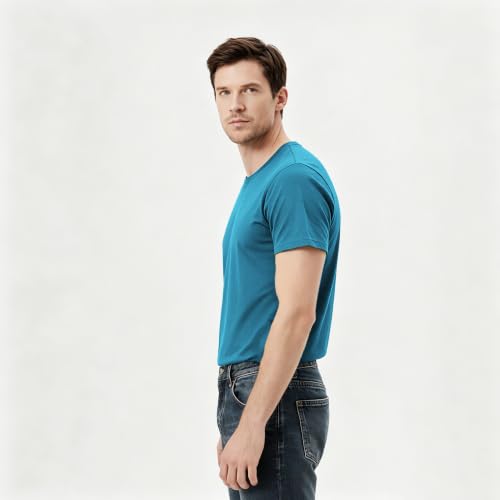 Image of ORJ 2 Pack Men t Shirts Crew Neck Short Sleeve Men's Undershirt Plain Polyester tee Bulk Stretch Soft Tees