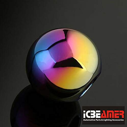 Icbeamer Neo Chrome Aluminum Ball Style Shift Knob, Fit Automatic And 4, 5 And 6 Speed Manual Transmission Vehicles, Interior Car Gear Lever Stick Shift Handle Automotive Replacement Parts, 1 Piece #TOP2