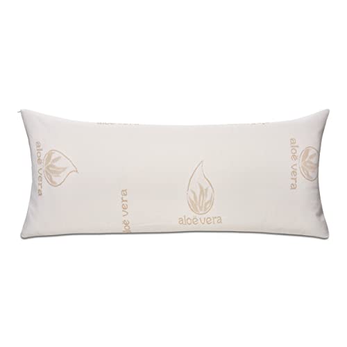 DECASATEXTIL®- Almohada para un Descanso de Calidad- Aloe-Vera, con núcleo de Fibra Hueca siliconada de Alta Densidad, indeformable, Lavable, hipoalergénica. Tacto Suave, firmeza Media. (40 X 135cm) Cover