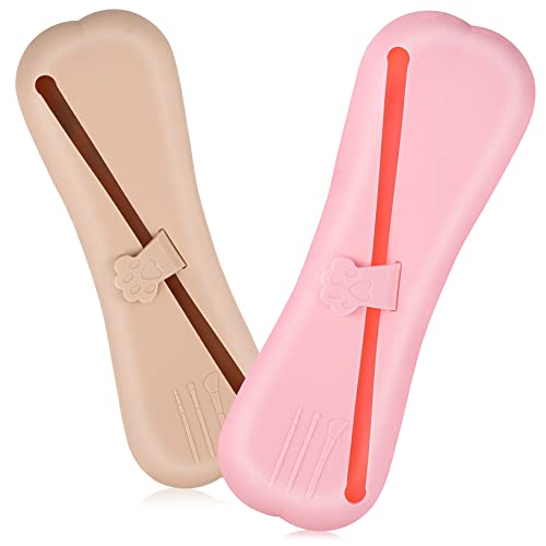 PartyKindom Silicone Makeup Brush Organizers for Travel 2 Pack Makeup Brush Bag Brush Holders Portable Makeup Organizer Case