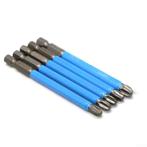 Lot de 5 embouts de tournevis cruciformes à tige hexagonale magnétique Ph2 90 mm pour tournevis électrique et manuel