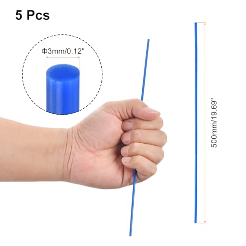 Image of uxcell 5 Pcs Blue Plastic Rods 3 x 500mm ABS Styrene Round Stick Round Solid Bar DIY Model for DIY Toys Building Making Architectural Model Making