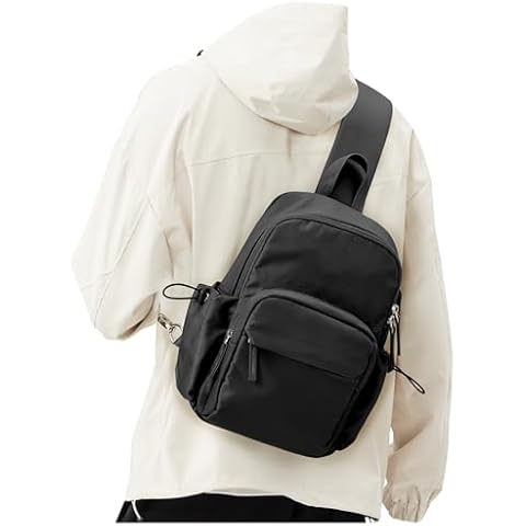 Crossbody Sling Backpacks Sling Bag for Men Women, Small Shoulder Backpack, Anti Theft One Strap Motorcycle Backpack, Mini Tactical Chest Bags Daypack for Casual Travel Hiking Gym Outdoor Sports Black Cover