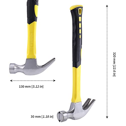 Manchap 3 Pack 16 Oz Claw Hammer, Fiber Glass Claw Hammer, One-Piece Forged Steel Head & Non-Slip Handle For Household Automotive Professional Work #TOP1