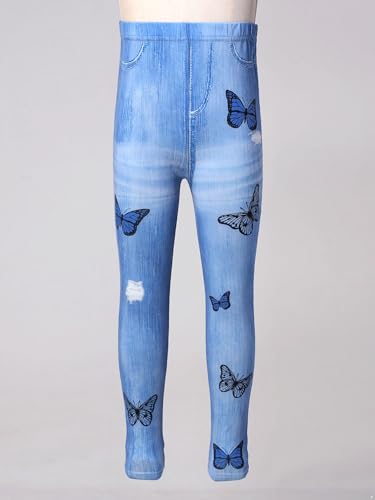 Hularka Kids Girls Stretchy Jeans Jeggings Butterfly Printed Denim Leggings Trousers Casual Denim Skinny Pants3