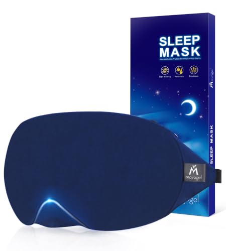 Image of Mavogel Cotton Sleep Mask with Updated Bending Nose Design, 100% Handmade | Light Blocking Sleep Eye Mask, Soft Sleeping Mask for Women Men, for Sleep /Office /Naps, Includes Travel Pouch (Starry Blue)