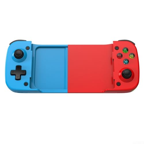 Controlador de juego elástico con palanca de mando de efecto Hall para Switch PC para Android para ios, botón trasero, mango ergonómico para teléfonos de 128 a 182 mm, negro (rojo y azul)