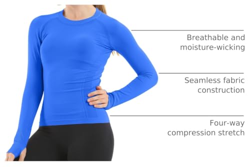 Image of MathCat Seamless Workout Shirts for Women Long Sleeve Yoga Tops Sports Running Shirt Breathable Athletic Top Slim Fit XS-XL