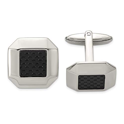 Mancuernillas para hombre en acero inoxidable negro 17 mm miniatura 1