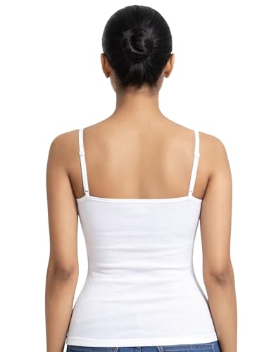 Image of DChica Essentials Padded Camisole Bra for Women, Sleeveless Undershirts Cami Vest with Adjustable Straps, Cotton Camisole Tank Top /Innerwear for Women Solid Pattern