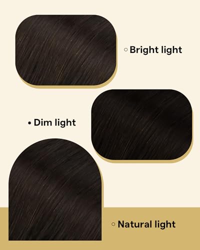 Image of Ve Sunny Hair Tape in Hair Extensions Human Hair Darkest Brown | Real Human Tape Hair,20Inch 50g 20Pcs,Adhesive Skin Weft,for Wedding