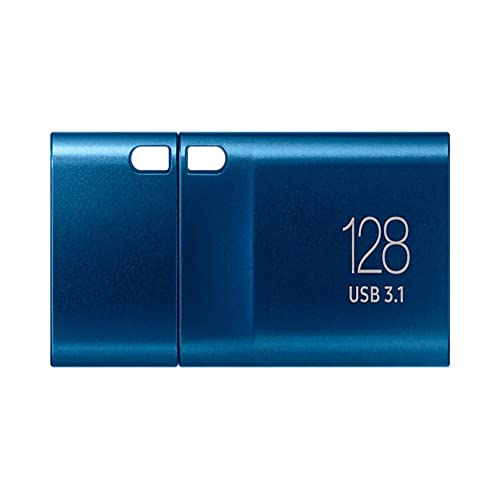 Image of SAMSUNG Type-C USB Flash Drive, 128GB, Transfers 4GB Files in 11 Secs w /Up to 400MB /s 3.13 Read Speeds, Compatible w /USB 3.0 /2.0, Waterproof, 2022,Blue