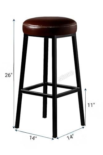 Image of Bar Stool Chair with Cushion Seat | Metal Bar Stool for Kitchen Counter | High Bar Chair for Home, Cafe & Restaurant (24 Inch)