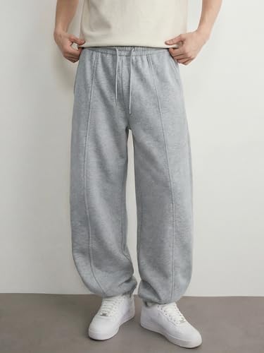Image of Mens Baggy Sweatpants Wide Leg Casual Elastic Waist Drawstring Athletic Loose Jogger Fall Sweat Pants with Pockets