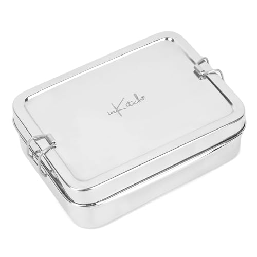 Image of Steel Tiffin Box for Office | 650ML Premium Stainless Steel Square Lunch Box | Leak-Proof Stainless Steel Lunch Box & Office | Durable Rectangle Steel Box with Inner Container & Lock Clip