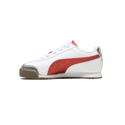 Image of Puma, Unisex-Child, Roma, Puma White-for All Time Red-Puma Silver, Little Kid 10.5 US