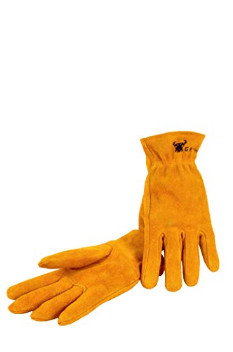 Justforkids Unisex Child Large (7-9 Years Old) Kids Work Gloves, Brown Cowhide Leather, Large Pack Of 1 Us #TOP1