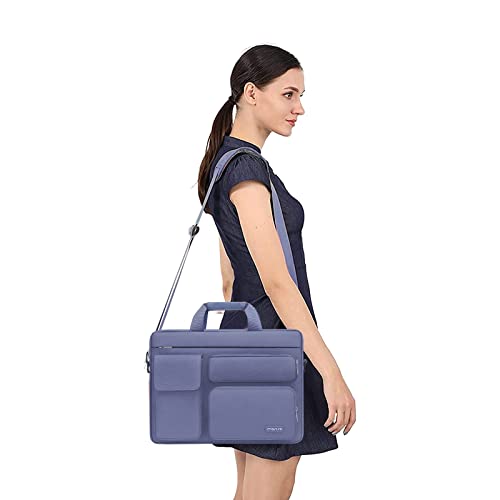 Image of MOSISO Laptop Shoulder Messenger Bag Compatible with MacBook Pro 16 inch 2023-2019 M2 A2780 M1 A2485 A2141,15-15.6 inch Notebook with 2 Raised&1 Flapover&1 Horizontal Pocket&Handle&Belt, Lavender Gray