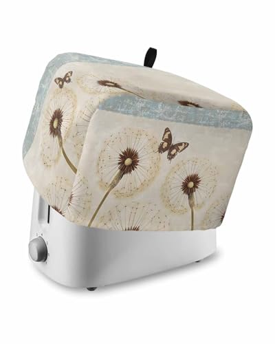 Spring Floral Toaster Cover 2 Slice, Summer Botanical Butterfly Vintage Dustproof Bread Machine Oven Cover with Storage Pockets, Fits Most Kitchen Toasters Protector
